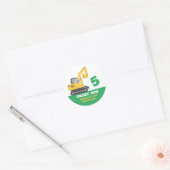 Excavator Bulldozer voor Kinderjongens Birthday Pa Ronde Sticker (Envelop)