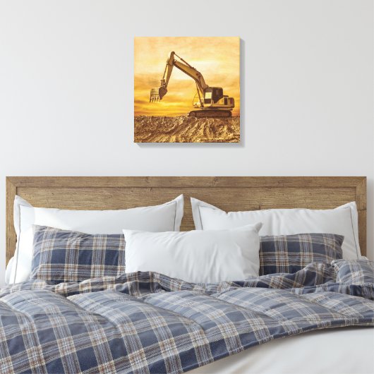 Excavator Canvas Art - Sunset Construction Scene (Insitu (Slaapkamer))