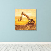 Excavator Canvas Art - Sunset Construction Scene Afdruk (Insitu (Houten vloer))