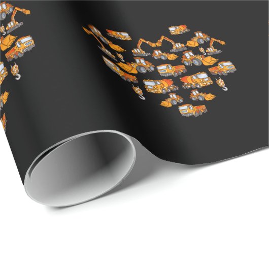 Excavator Concrete mixer Dump Trucks Construction Cadeaupapier (Rol Hoek)