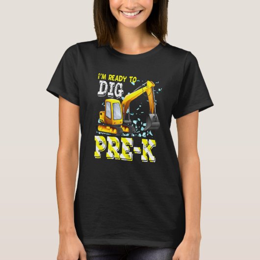 Excavator-constructie voor K terug naar schoolteam T-shirt (Voorkant)