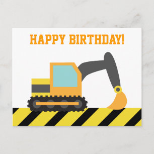 Excavator, constructievoertuig, Happy Birthday Briefkaart