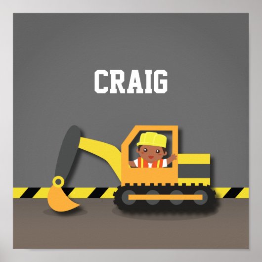 Excavator Construction African American Boy Room Poster (Voorkant)