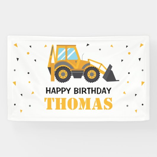 Excavator Construction Birthday backdrop Spandoek (Horizontaal)