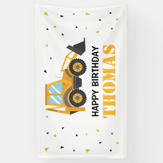 Excavator Construction Birthday backdrop Spandoek (Verticaal)