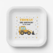 Excavator Construction Birthday Paper Plates Papieren Bordje (Voorkant)