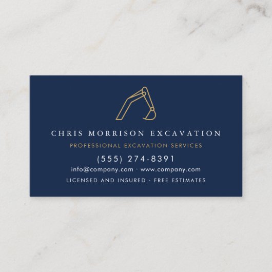 Excavator Construction Contractor QR Code Visitekaartje (Voorkant)