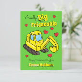 Excavator Construction Digger Classroom Valentijn Bedankkaart (Staand voorkant)