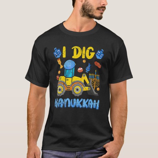 Excavator Construction I Dig Hanukkah Toddler Boys T-shirt (Voorkant)