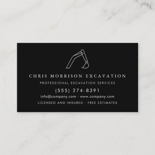 Excavator Construction Operator QR Code Visitekaartje (Voorkant)