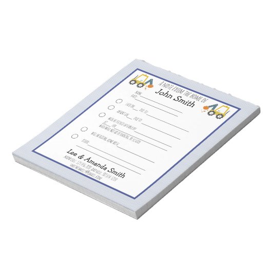 Excavator Construction School Note 1 child Notitieblok (Linkerzijde)