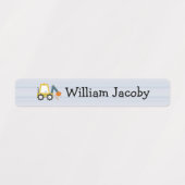 Excavator Construction Truck Blue Stri Name Labels (Design 2)
