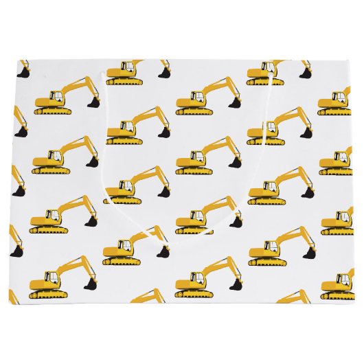 Excavator Construction Trucks Groot Cadeauzakje (Voorkant)