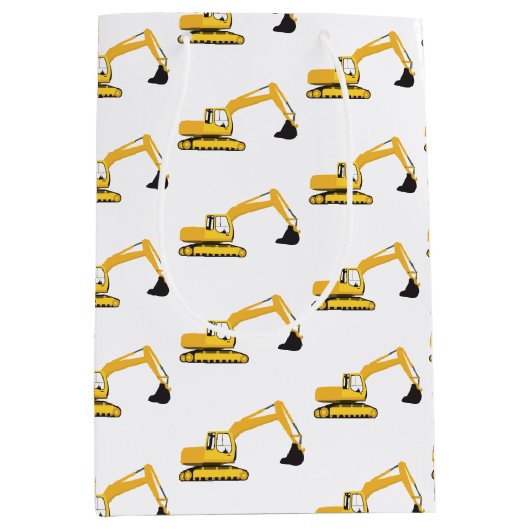 Excavator Construction Trucks Medium Cadeauzakje (Voorkant)