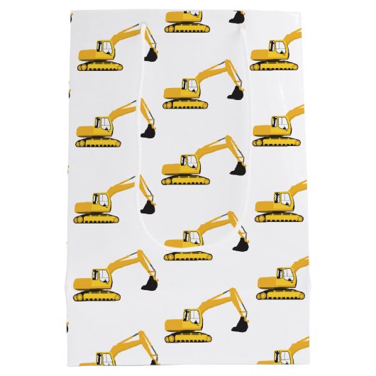 Excavator Construction Trucks Medium Cadeauzakje (Achterkant)