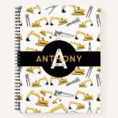 Excavator Construction Trucks Tools Monogram Notitieboek (Voorkant)