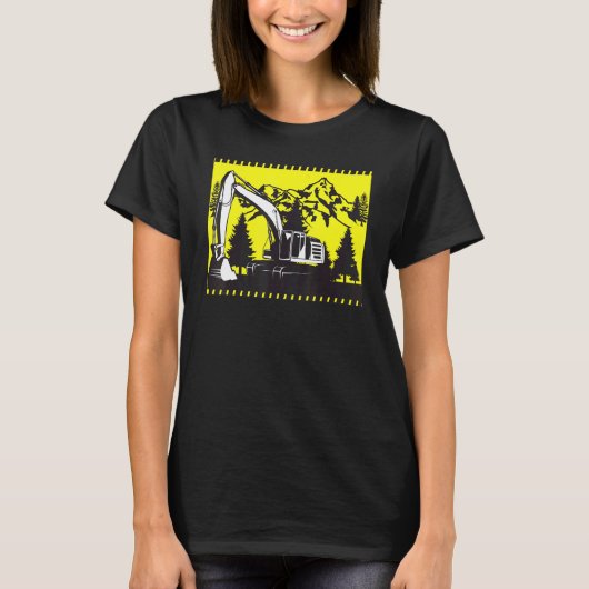 Excavator Construction Worker Vehicle Digger T-shirt (Voorkant)
