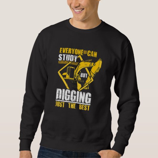 Excavator Digging Construction Worker Building Sit Trui (Voorkant)