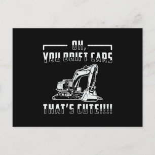 Excavator Drift Cars Cute Dig Construction Worker Briefkaart