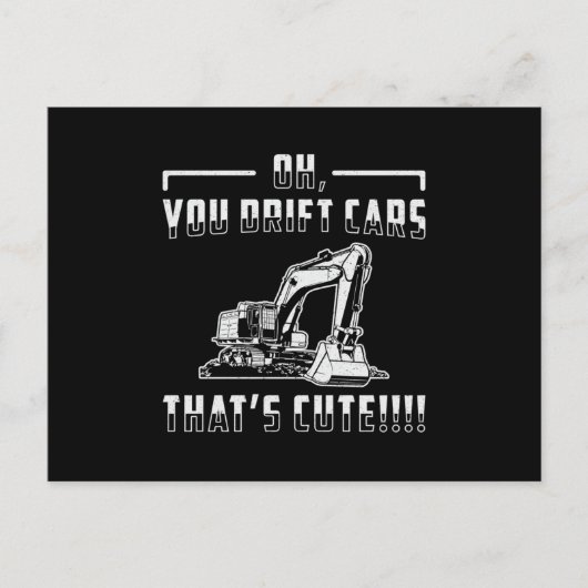 Excavator Drift Cars Cute Dig Construction Worker Briefkaart (Voorkant)