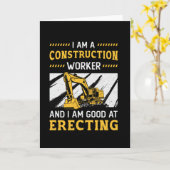 Excavator Driver Retro I Be a Construction Worker Kaart (Gele Bloem)