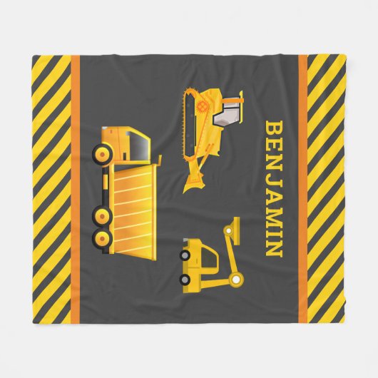 Excavator Dump Truck Construction Theme Kinder Roo Fleece Deken (Voorkant (Horizontaal))