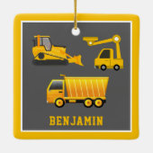 Excavator Dump Truck Construction Theme Kinder Roo Keramisch Ornament (Achterkant)