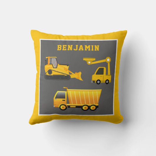 Excavator Dump Truck Construction Theme Kinder Roo Kussen (Achterkant)
