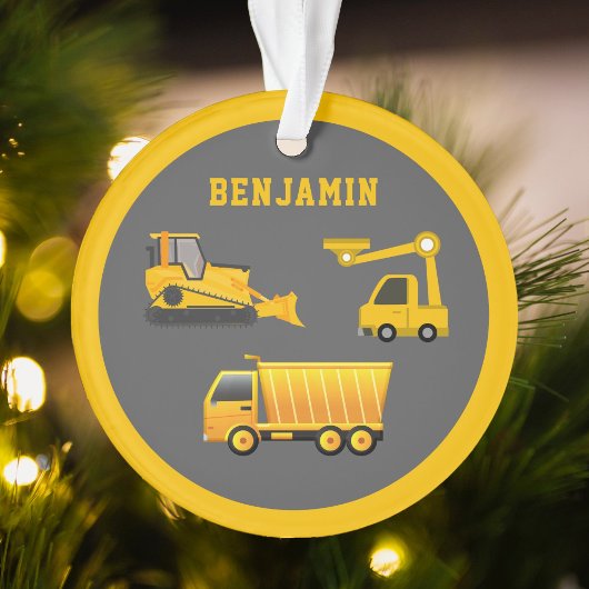 Excavator Dump Truck Construction Theme Kinder Roo Ornament