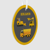 Excavator Dump Truck Construction Theme Kinder Roo Ornament (voorkant)