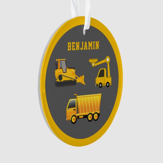 Excavator Dump Truck Construction Theme Kinder Roo Ornament (voorkant)