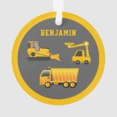 Excavator Dump Truck Construction Theme Kinder Roo Ornament (achterkant)