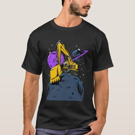 Excavator Funny Moon T-Shirt (Voorkant)