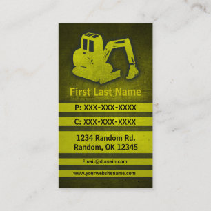 Excavator gele grunge aangepaste visitekaartjes