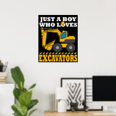 Excavator Giften Kinder Construction Gift Excavato Poster (Thuiskantoor)