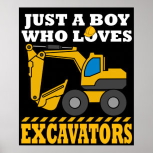 Excavator Giften Kinder Construction Gift Excavato Poster