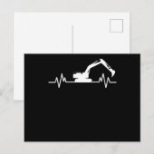 Excavator Heartbeat Motif Construction Worker Gift Briefkaart (Voorkant / Achterkant)