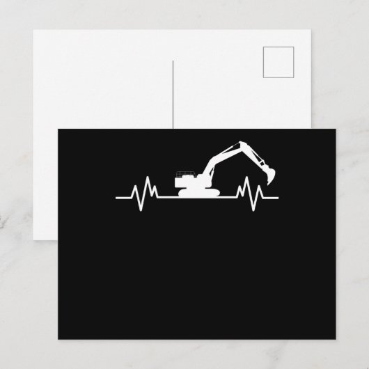 Excavator Heartbeat Motif Construction Worker Gift Briefkaart (Voorkant / Achterkant)