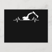 Excavator Heartbeat Motif Construction Worker Gift Briefkaart (Voorkant)