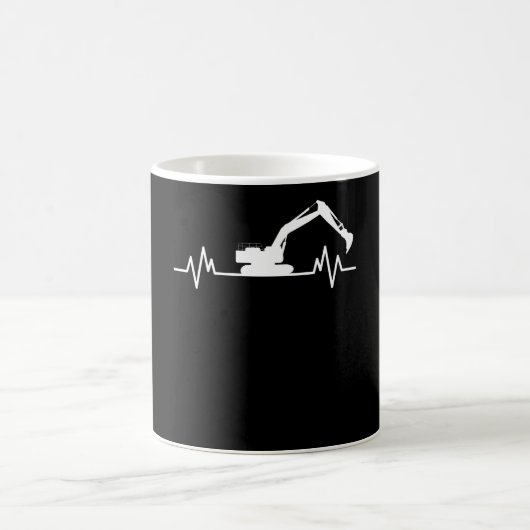 Excavator Heartbeat Motif Construction Worker Gift Koffiemok (Center)