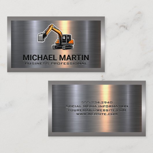 Excavator-Logo | Metaal Visitekaartje (Voorkant / Achterkant)