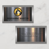 Excavator Logo | Metal Aluminum Silver Brushed Visitekaartje (Voorkant / Achterkant)