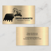 Excavator Operator Gold Construction Contractant Visitekaartje (Voorkant / Achterkant)