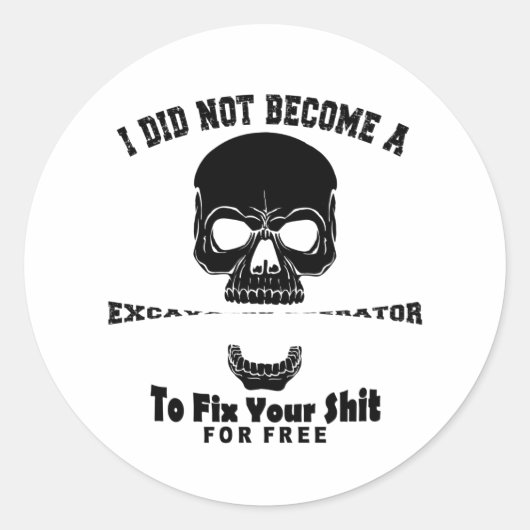 Excavator-operator Ronde Sticker (Voorkant)