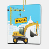 Excavator-Ornament voeg kerstnaam toe Keramisch Ornament (Links)