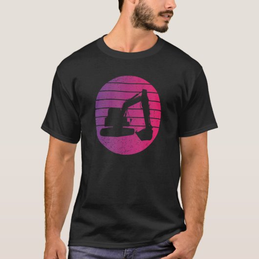 Excavator Retro Stijl T-shirt (Voorkant)