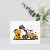 Excavator-retro voor eindlader briefkaart (Staand voorkant)