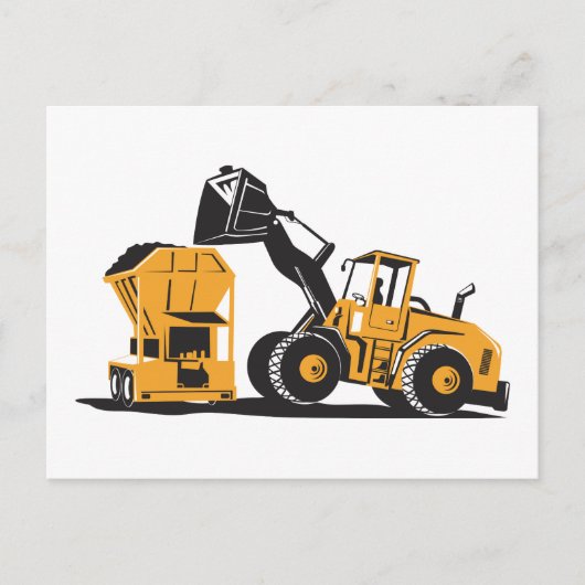 Excavator-retro voor eindlader briefkaart (Voorkant)