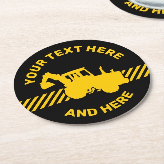 Excavator Ronde Kartonnen Onderzetter (Gebogen)