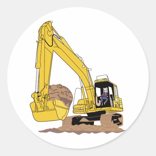 Excavator Ronde Sticker (Voorkant)